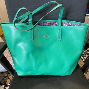 Coach Reversible Green Tote Bag